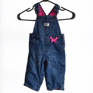 OSHKOSH B’GOSH 12M Denim Pink Fleece Overalls